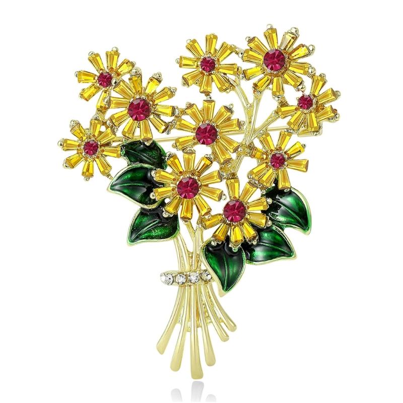 Elegant Rhinestones Daisy Flower Brooch for Women and Men Unisex Accessories Lapel Accessory for Everyday Outfits