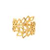 Gold Plated Leaf Design Adjustable Stainless Steel Ring for Women