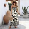 Tute sexy da donna senza spalline, scollatura Bardot, stampa floreale tropicale, gamba larga, abiti interi, outfit per le vacanze estive
