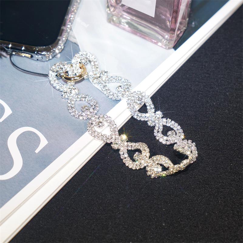 

Luxury Ring Wrist Strap Mobile Phone Lanyard Hollowed Out Portable Chain Universal Phone Case Anti Loss Lanyard серебряный