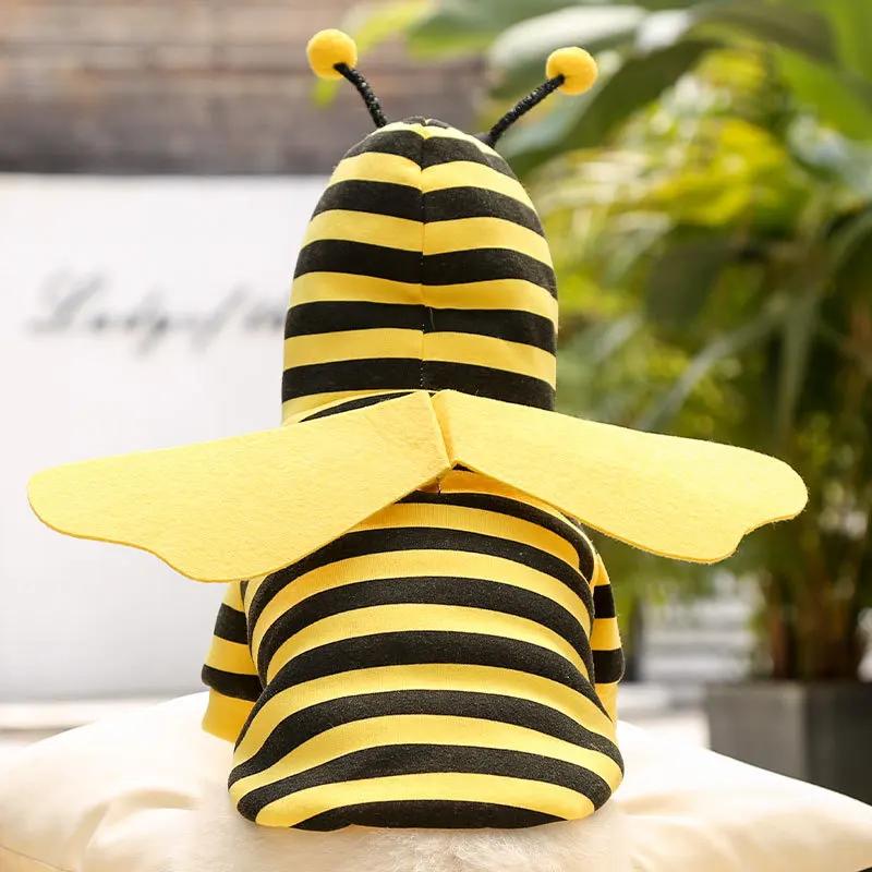 Cute Bee Shape Dog Cat Clothes Autumn Winter Velvet Cartoon Clothes Halloween Pet Costumes Puppy Dog Hoodies Christmas Clothes