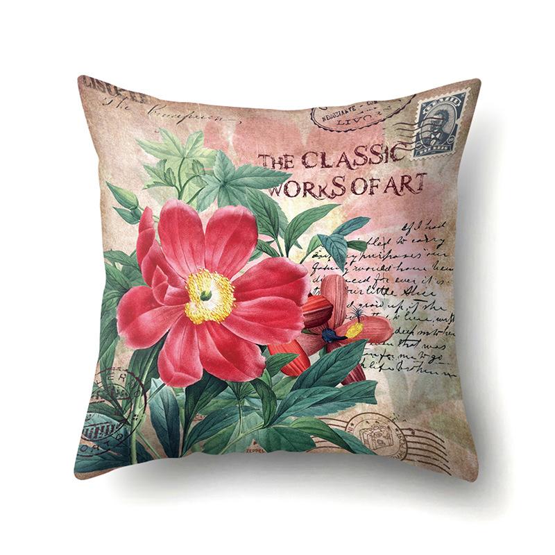 Polyester Pillowcase Automobile Decoration Retro Print Pillowcase Waist Cushion Cover Tower Bedside Cushion Cover