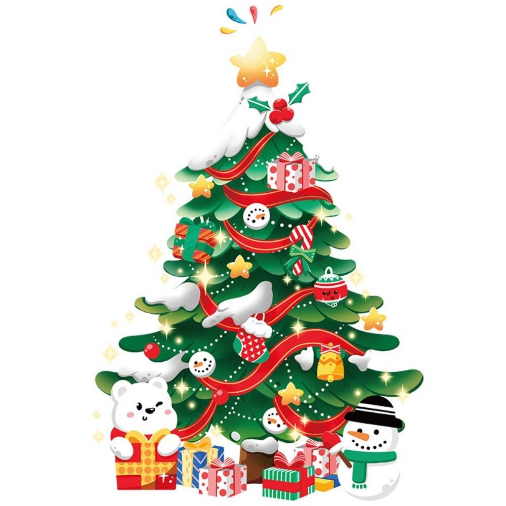 PVC Window Sticker Santa Claus Glass Sticker Fashion Xmas Decal  Shopping Mall