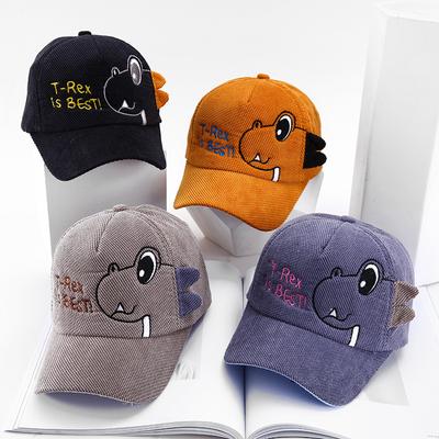 Süße Babymütze Cartoon Dinosaurier Kinder Junge Mädchen Baseballmütze Frühling Herbst Kinder Cord verstellbare Sonnenschutzkappen