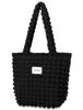 Tote Large Popcorn A4 Student [Bitcuem] Women's Bag, Capacity, Lightweight, Cute, Zippered, Bag, Size, Commuting, School, (Black)