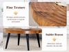 Round, Ginger-colored Coffee Table with Walnut Grain and Growth Rings, Reinforced Tabletop and Slim Black Metal Legs; Side Table for Small Apartments