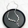 New Arrival Vintage Pearl Cross Pendant Punk Versatile Multi Layered Necklace