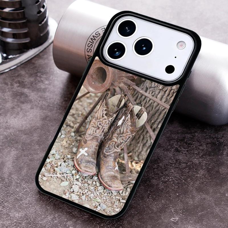 Cowboy Cowgirl Boots Spur Hat Phone Case For iPhone 17 16 15 14 13 12 11 Pro Max Plus 17Air Soft Silicone Cover