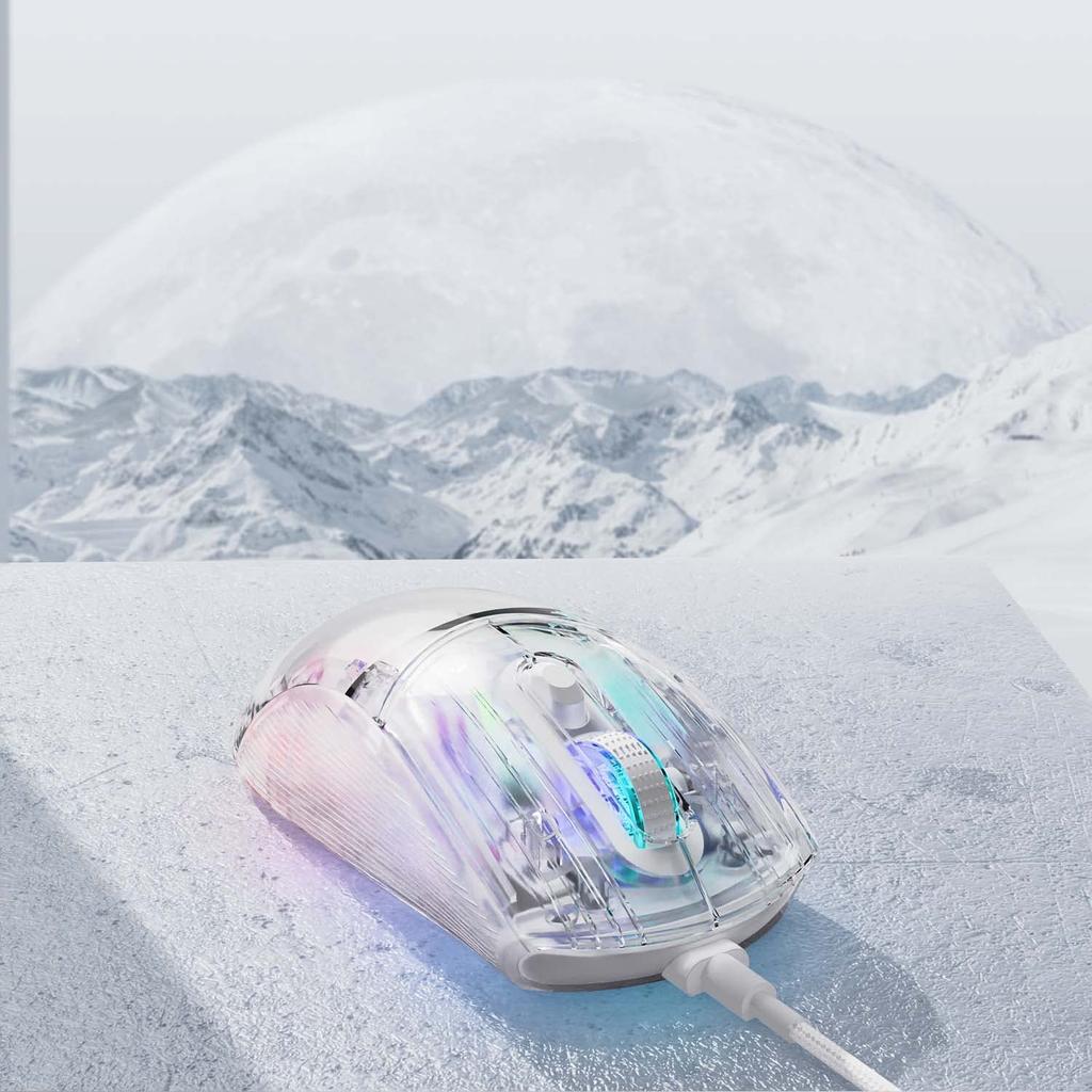 MAMBASNAKE X400 Gaming Transparent Skeleton Programmable RGB 13 Lighting Turn Optical Gaming 12800 6 Adjustable Compatible with Linux Retailer White