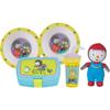 Dish Set - - T'CHOUPI - 2 Soup Plates Ø 16 Cm, Lunch Box, Straw Bottle and 18 Cm Plush Toy