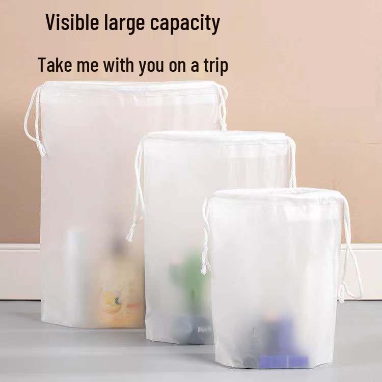 

**Waterproof Travel Pouch** - Portable Drawstring Bag for Shoes & Clothes 18x25 cm Transparent Frosted White String 12 Sets
