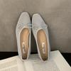 Fashion SUOJIALUN Spring New Women Flat Shoes Fashion Mesh Round Toe Ladies Elegant Mary Jane Shoes Soft Sole Outdoor Dress Ballerinas