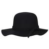 Female Hat French Retro Bowler Hat Women Wide-brimmed Wavy Fedora Hat Autumn and Winter Bow Hat Hat Adult Children Hat