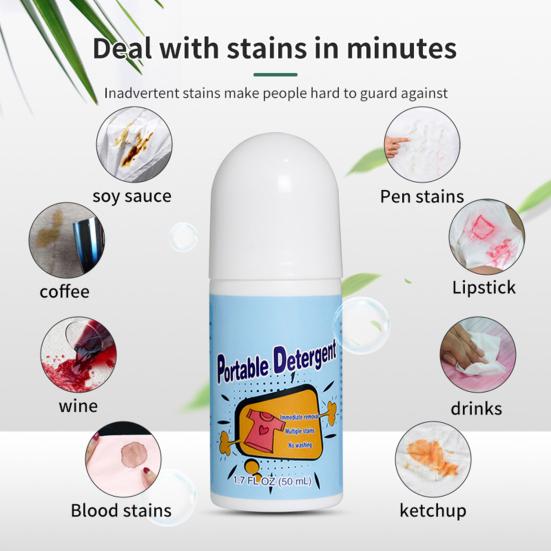 

Yousheng 50ml Stain Remover Roller Non-washing Universal Remove Coffee Stains Plastic Magical Stain Remover Rolling Bead for Home синій