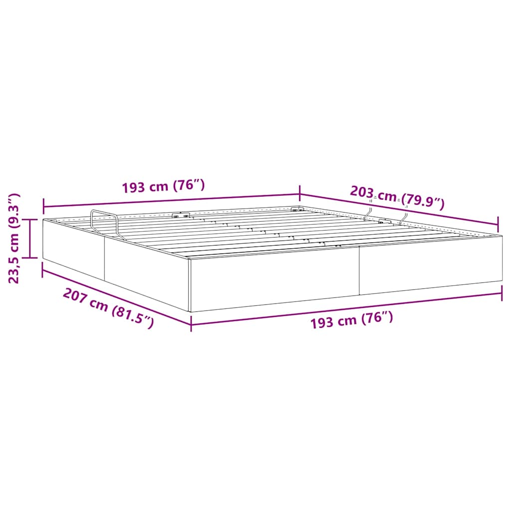 Storage Bed with Storage Light Gray 193 x 203 cm Fabric