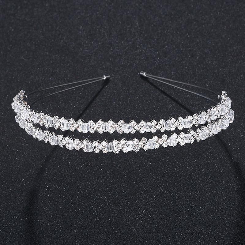 Tiara Opaska Ślubna Korona Ślubna Ręcznie Robiona Podwójna Warstwa Opaska do Włosów Ślubna