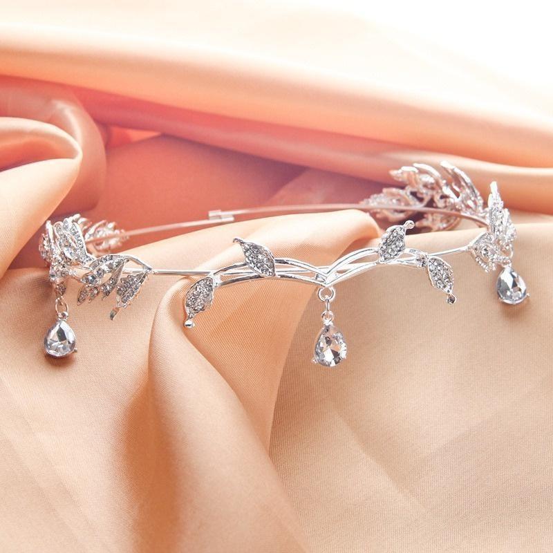 Hochzeit Haar Tiara Kristall Braut Tiara Krone Silber Farbe Diadem Schleier Tiaras Hochzeit Haarschmuck Kopfschmuck Kopfschmuck