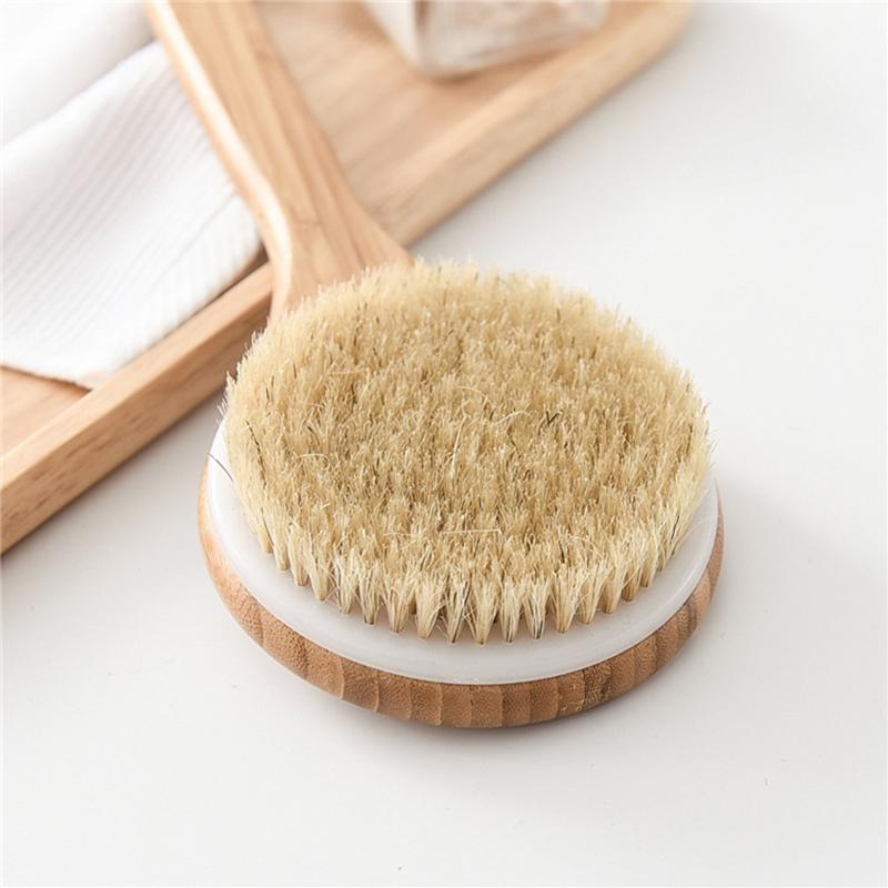 Brosse à dos en bambou à long manche, brosse de douche légère et facile à tenir pour le nettoyage de la peau, l'exfoliation