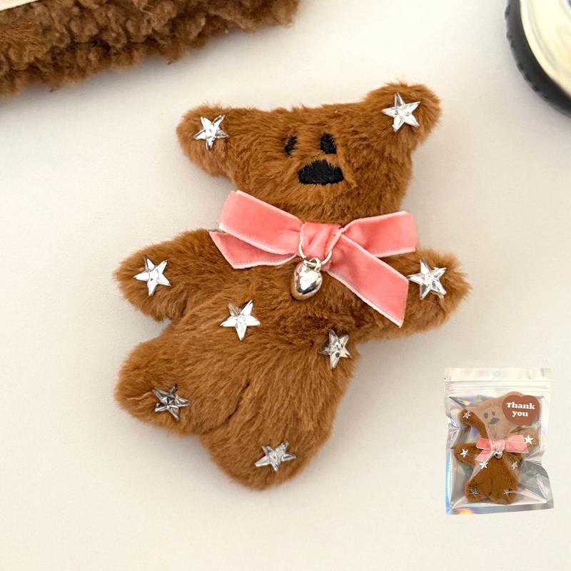 

Милая плюшевая заколка для волос в виде маленького медвежонка, мультяшная мягкая кукла, заколка для волос, милые заколки для челки, девичьи осенне-зимние аксессуары для волос