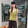 Real Shot U-neck Knitted Suspender Vest Women's Summer New Slim-fitting and Thin Inner Cover Bottomed Sleeveless Top
