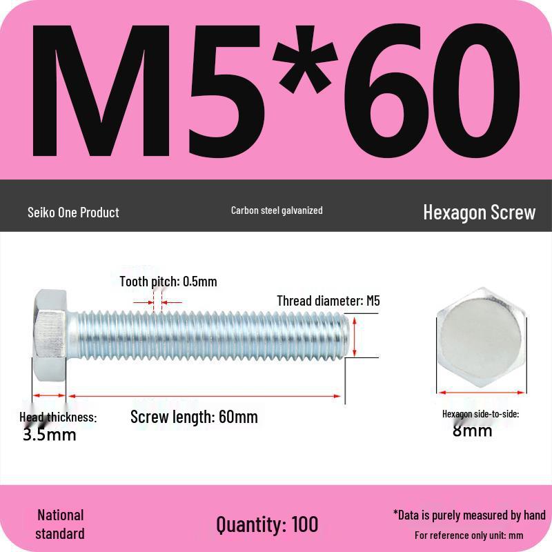 8.8 Grade Galvanized Hex Head Bolt, High-Strength M4-M30