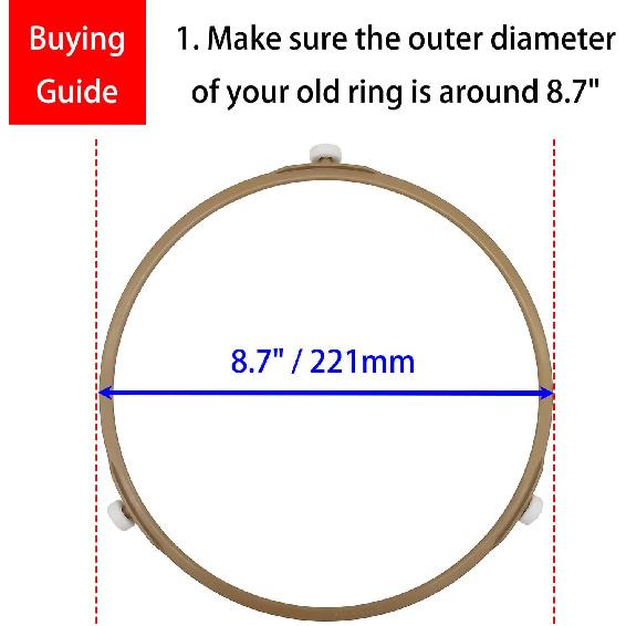 8.7" Microwave Turntable Plate Roller Ring with 15mm Rollers, Replacement Parts Fit for Most Microwaves, Ring Outer Diamater 8.7" / 221mm, Rollers