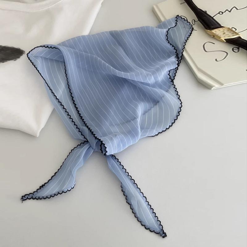 Korean Sweet Neckerchief Polka Dot Headband Turban Fashion  Fresh Small Scarf Thin Striped Triangular Hair Band Girls Headscarf