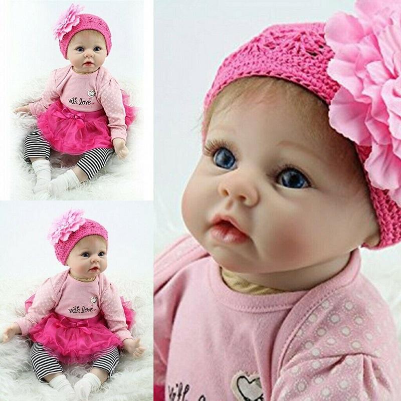 

Adorable 22 Inch Lifelike Reborn Doll Baby Girl Handmade Soft Vinyl And Cloth Body