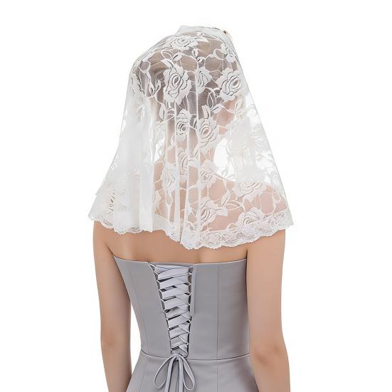 Lace Veil Short Veil with Binding Retro Gauze Shoulder-Length Single-Layer Exquisite Lace Elegant