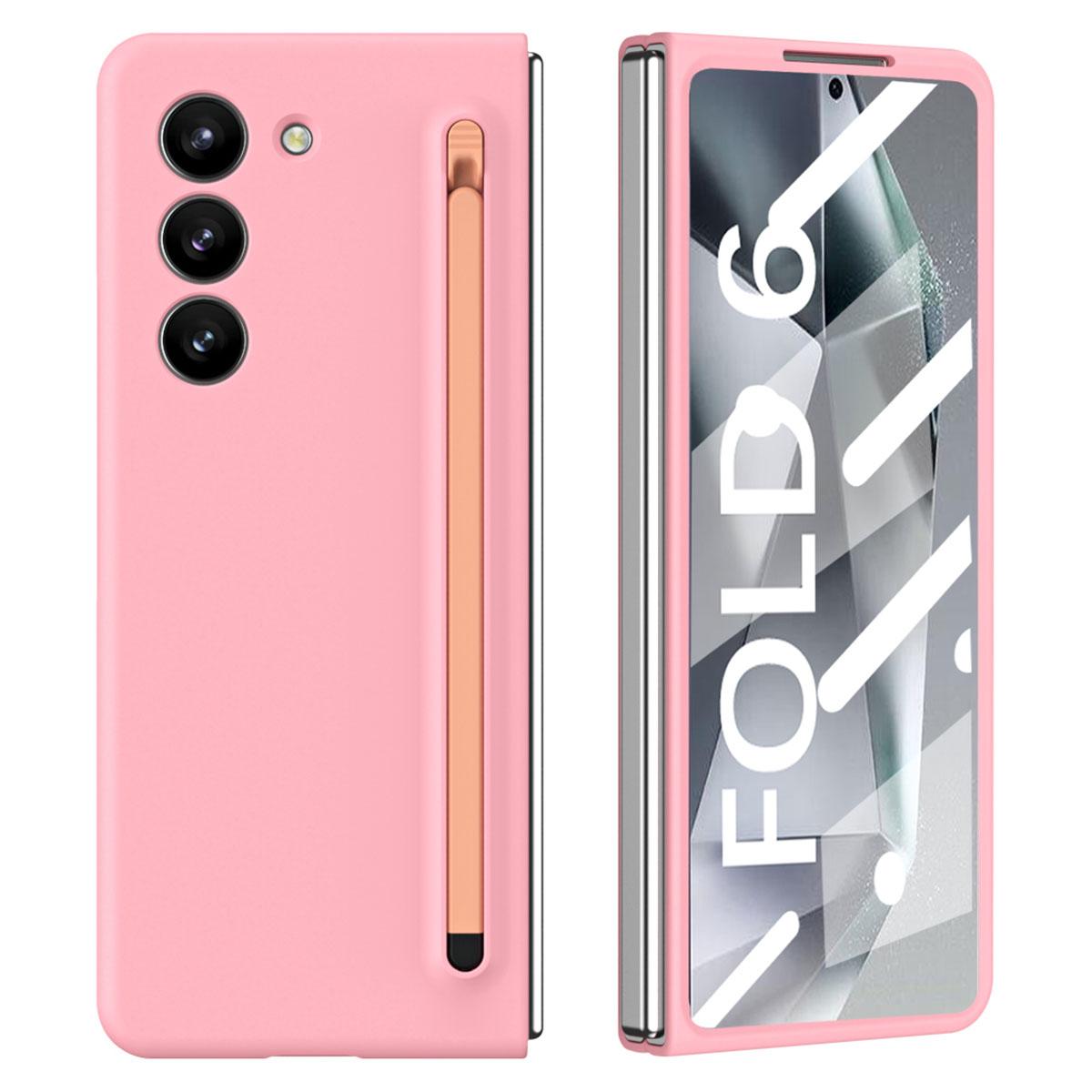 

Чехол для Samsung Galaxy Z Fold6 5G, противоударный чехол для телефона со стилусом/пленкой из закаленного стекла Pink+Pink Stylus
