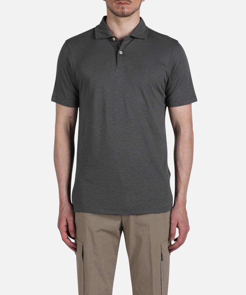 PANICALE Charcoal Striped Short Sleeve Polo Shirt
