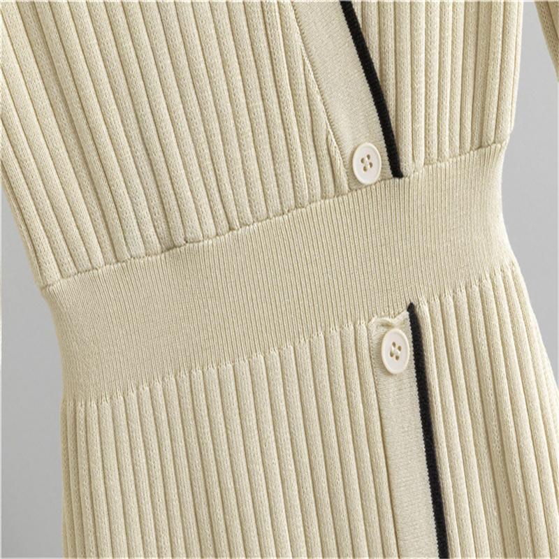 Autumn  High End Ladies' Knitted Dress With Temperament  Mid Length Skirt For Women