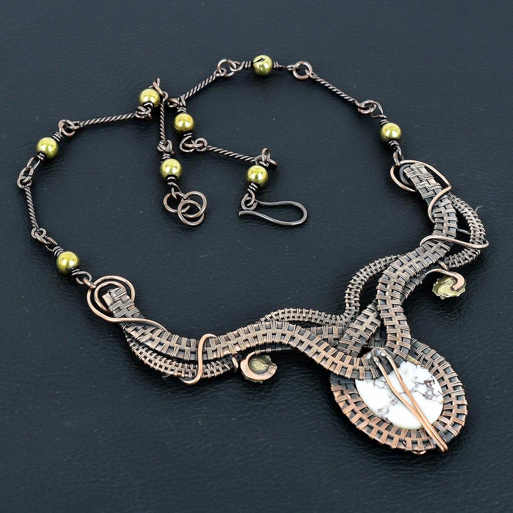 Wild Horse Necklace Handmade Jewelry, 999 Copper Wire Wrapped Necklace Designer Gemstone Jewelry Adjustable Chain Necklace Gift For Mom