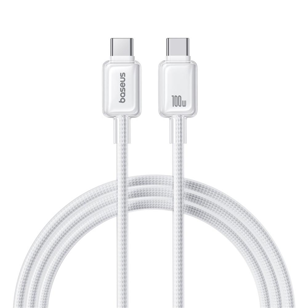 

BASEUS Crystal 1m 100W Fast Charging Cable USB-C to USB-C Nylon Braided Wire White