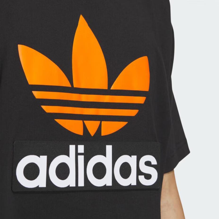 Adidas Originals Logo Print Sport Crew Neck T-Shirt Men Tops Black JF0660