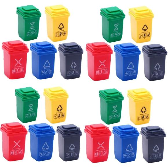 20 Pcs Mini Trash Can Doll House Sorting Garbage Bin Mini House Supplies Doll House Ornament Miniature Garbage Can Early Educational Toys Miniature