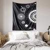 Black and White Abstract Mandala Geometric Art Tapestry Essential Wall Hanging for Bedroom Decoration