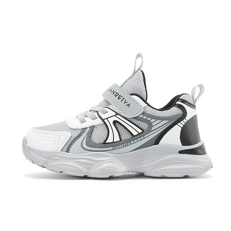 2025 New Boys Sneakers Mesh Breathable Lightweight Velcro Soft Sole Students Middle School Elementary School Students