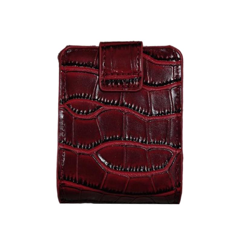 

Мини-портативная сумочка для помады с зеркалом Минимализм Косметичка на кнопке Женский кейс для хранения макияжа с тиснением под крокодила вино красного