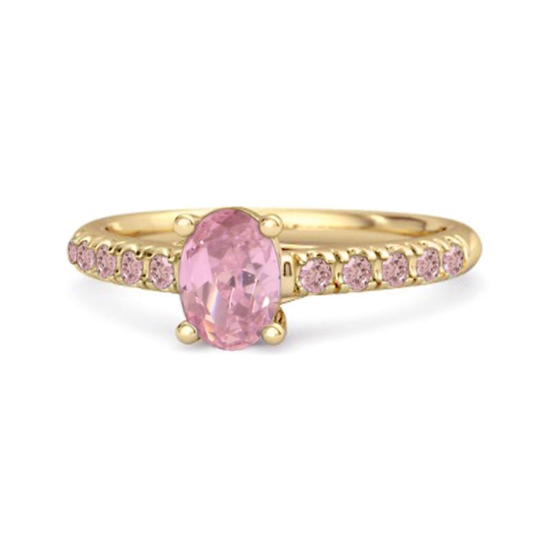 

Pink Topaz Pavé Band Classic Statement Ring -925 Sterling Silver Gold Vermeil 6 золотий/жовтий