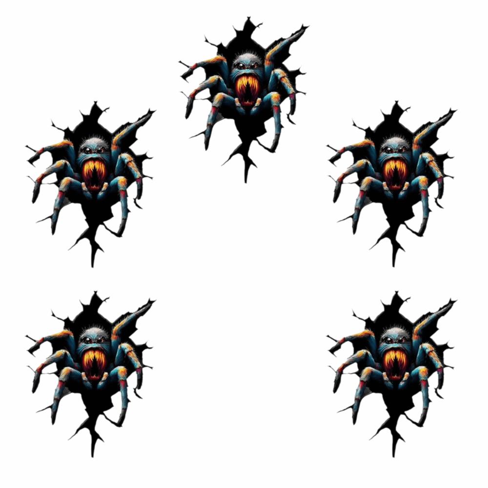 5Pcs Self Adhesive Spider Stickers Irregular Shape Vehicle Decals Halloween Decoration