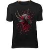Dämonen Samurai Totenkopf T-Shirt – Rissige Oni Maske, Schwarze Sakura, Katana Kunst