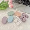 With Mirror Eye Care Kit Creamy Color Storage Box Portable Contact Lens Case  For Women
