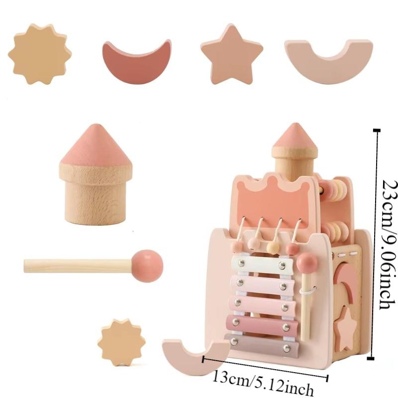 Early Education 5-in-1 Wooden Castle Toys Shape Sorter Dollhouse Shape Wooden Toys  Parent-Child
