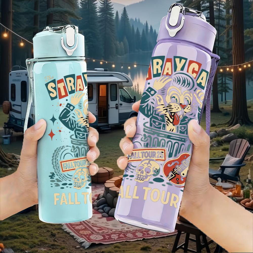 1PC Colorful Retro Collage Character Print 750ml Portable Sports Water Bottle Leakproof Gym Outdoor Travel Drink Cup