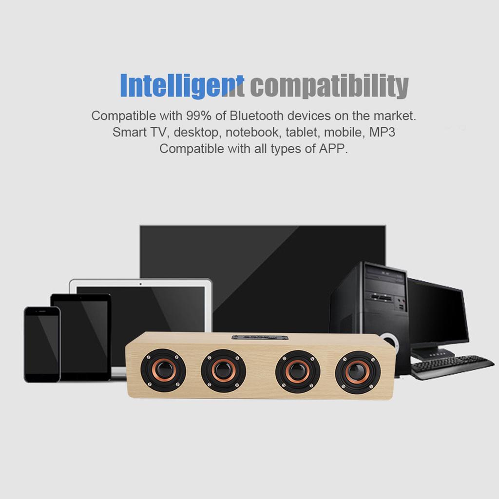 12W W8 Drewniany Głośnik Bluetooth Sound Tyrant Głośnik TV Obsługa Wkładania Karty FM Odbiór Głosu