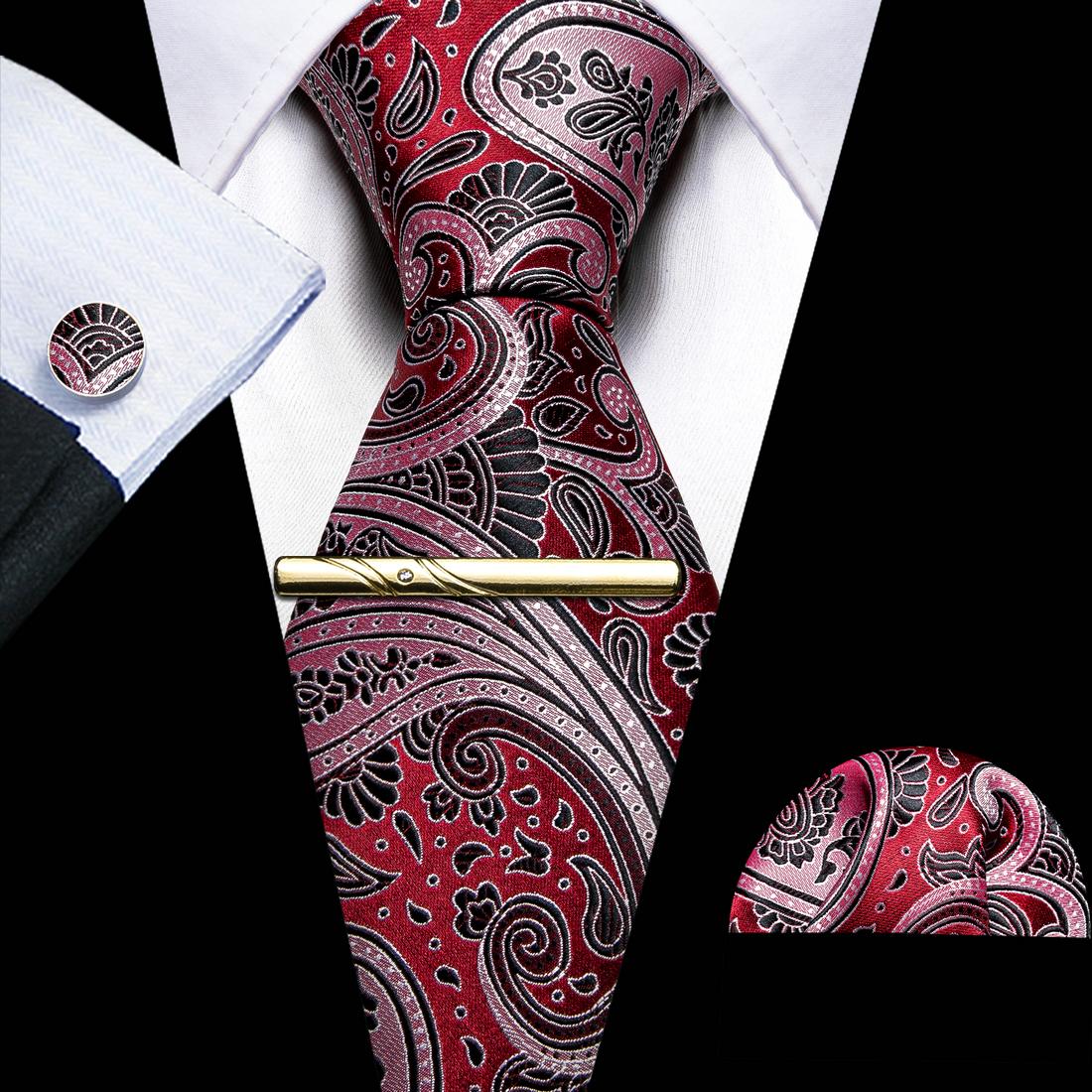 

Мужские красные галстуки тканые шелковые цветочные/полосатые галстуки носовой платок запонки зажим для галстука формальные повседневные свадебные галстуки N-6064