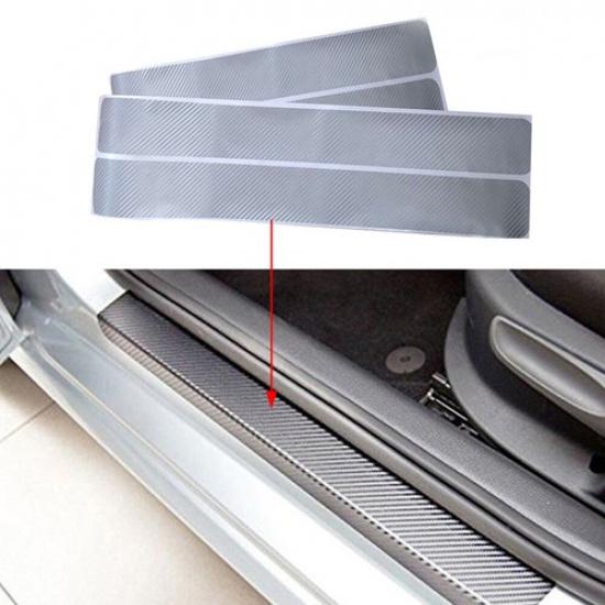 Carbon Fiber Stickers Car Door Plate Sill Scuff Cover Anti-Scratch Accessories