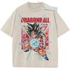 Unisex Washed Beige Vintage Tshirt Dragon Ball Son Goku Kamehameha Highquality Fabric for Home Leisure Travel Shopping