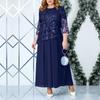 Plus Size Women's New Fashion Lace Chiffon Dress